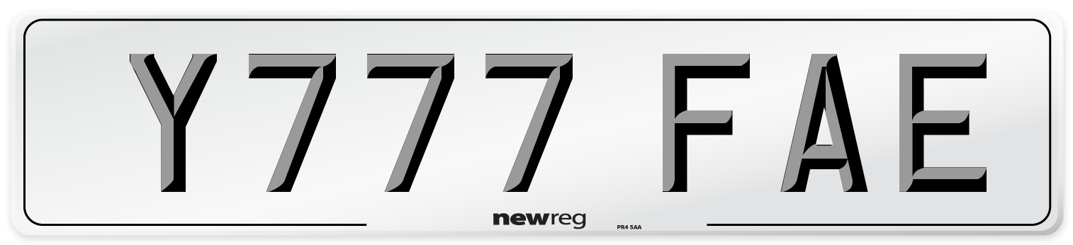Y777 FAE Number Plate from New Reg